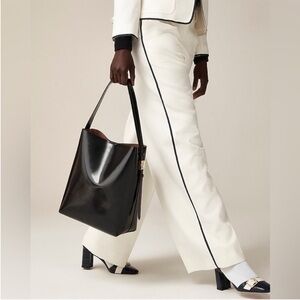 NEW J. CREW Edie bucket bag in black Italian leather $268 CB969 work bag office
